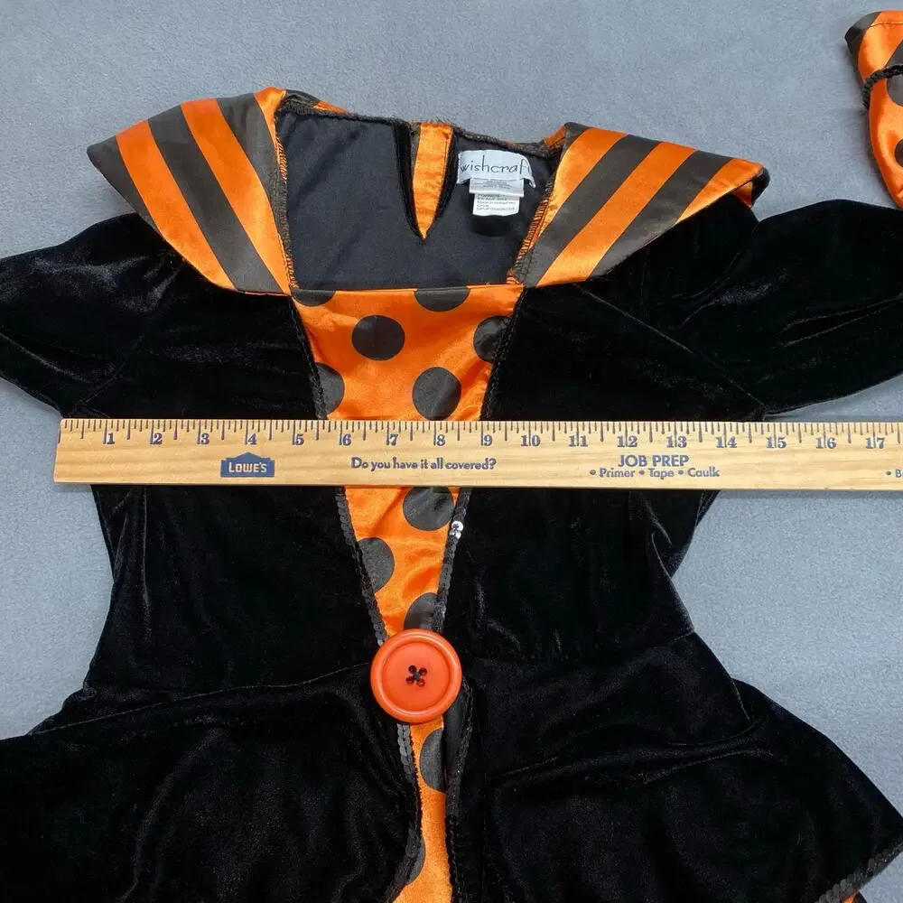 Wishcraft Cute Halloween Witch Costume Girls 10 Black Orange Ruffle Skirt